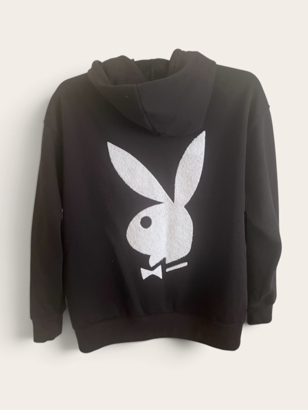 PLAYBOY Black Hoodie with White Bunny Logo on Back